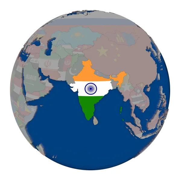 India a politikai földgömb — Stock Fotó