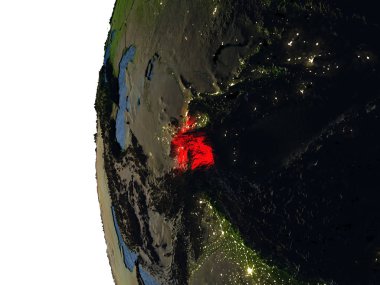 Uzaydan Tacikistan üzerinden günbatımı