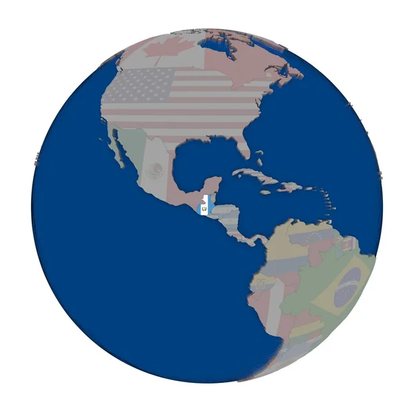 Gwatemala na Globus polityczny — Zdjęcie stockowe