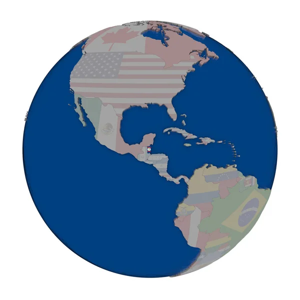 Belize on political globe — Stock Photo, Image