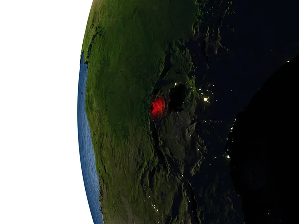 Zonsondergang over Rwanda vanuit de ruimte — Stockfoto