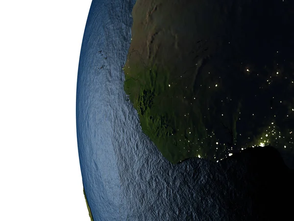 Zonsondergang over Guinee vanuit de ruimte — Stockfoto