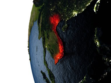 Uzaydan gelen Vietnam üzerinden günbatımı