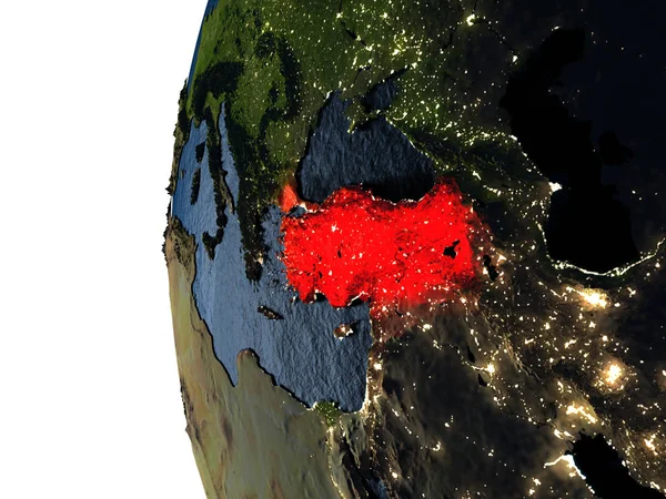 Закат над Турцией из космоса — стоковое фото