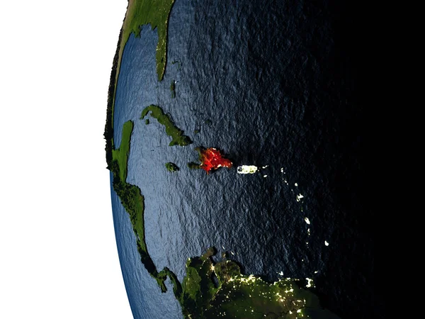 우주에서 도미니카 공화국에 일몰 — 스톡 사진