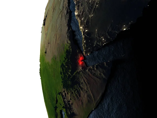 Zonsondergang over Djibouti vanuit de ruimte — Stockfoto