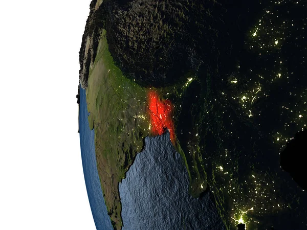 Закат над Бангладеш из космоса — стоковое фото