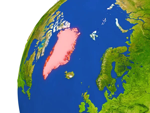 国家的格陵兰卫星视图 — 图库照片