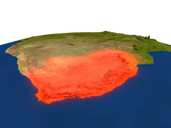 Güney Afrika yörüngeden kırmızı — Stok fotoğraf