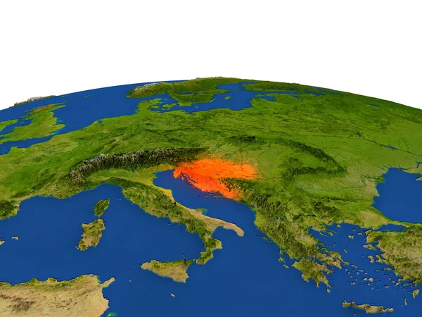 克罗地亚在红色从轨道 — 图库照片