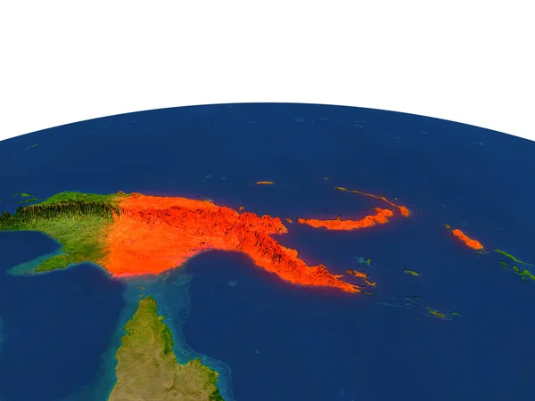 巴布亚新几内亚在红色从轨道 — 图库照片