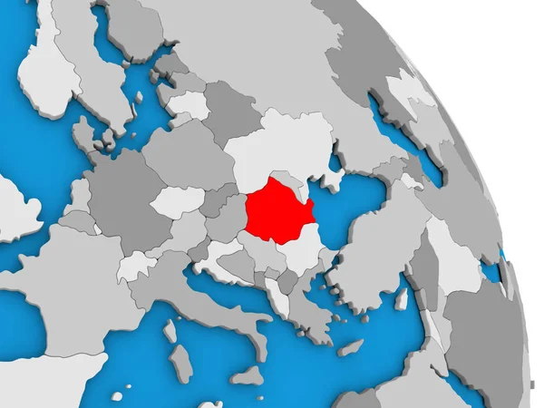 Roemenië op wereldbol — Stockfoto