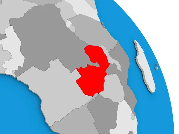 Zambia på jordglob — Stockfoto