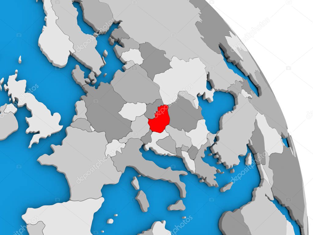 Hungary on globe