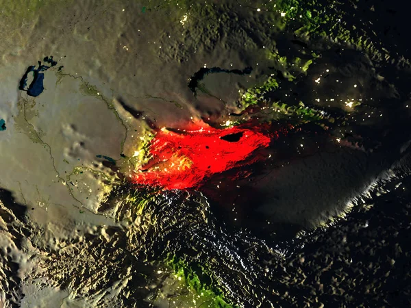 吉尔吉斯斯坦在红色从晚上的空间 — 图库照片