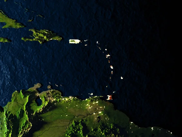 Caribe en rojo desde el espacio por la noche —  Fotos de Stock