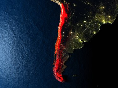 Şili kırmızı gece uzaydan