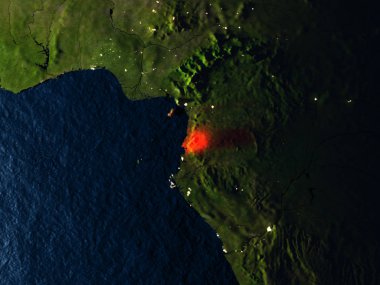 Kırmızı gece uzaydan Ekvator Ginesi