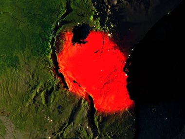 Kırmızı gece uzaydan Tanzanya'da