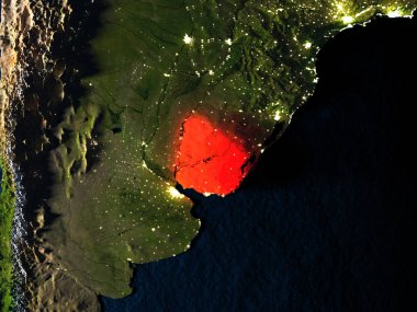 Kırmızı gece uzaydan Uruguay