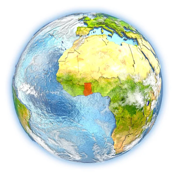 Ghana op aarde geïsoleerd — Stockfoto