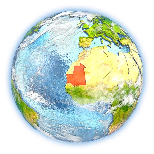 Mauritanië op aarde geïsoleerd — Stockfoto