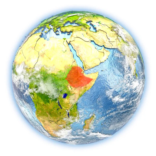 Ethiopië op aarde geïsoleerd — Stockfoto