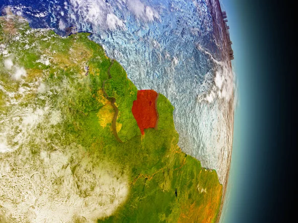 Surinam en rojo desde el espacio —  Fotos de Stock