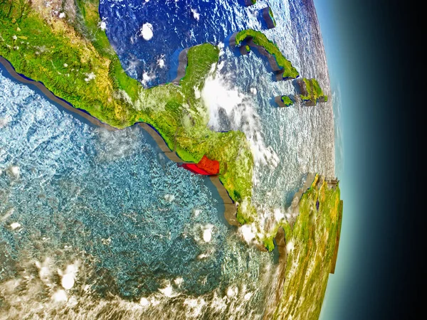 El Salvador en rojo desde el espacio — Foto de Stock