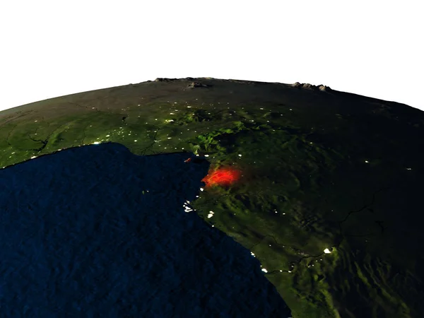 Equatoriaal-Guinea vanuit de ruimte bij nacht — Stockfoto