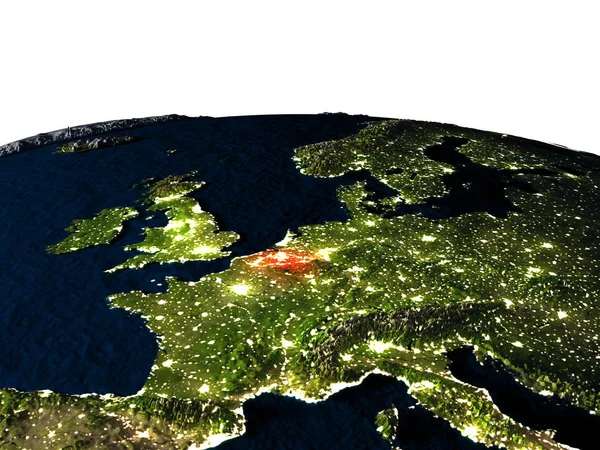 Бельгія, з космосу вночі — стокове фото