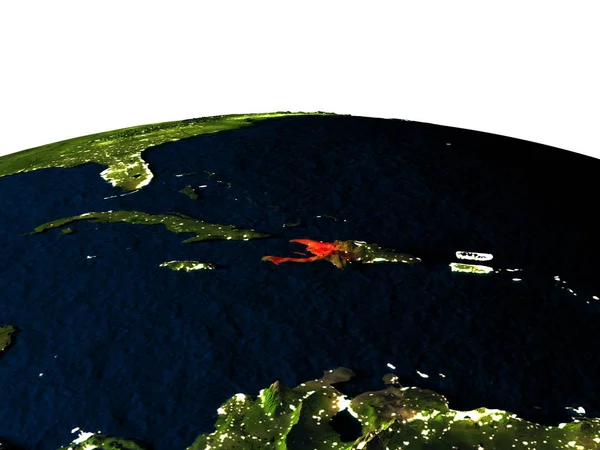 Гаити из космоса ночью — стоковое фото