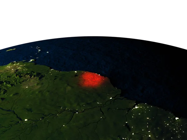 Guayana Francesa desde el espacio por la noche —  Fotos de Stock