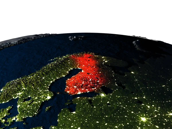 Finlandia z kosmosu w nocy — Zdjęcie stockowe
