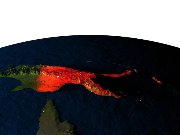 Papúa Nueva Guinea desde el espacio por la noche —  Fotos de Stock