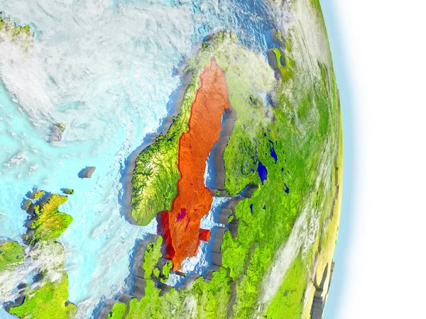 Suécia em vermelho na Terra — Fotografia de Stock