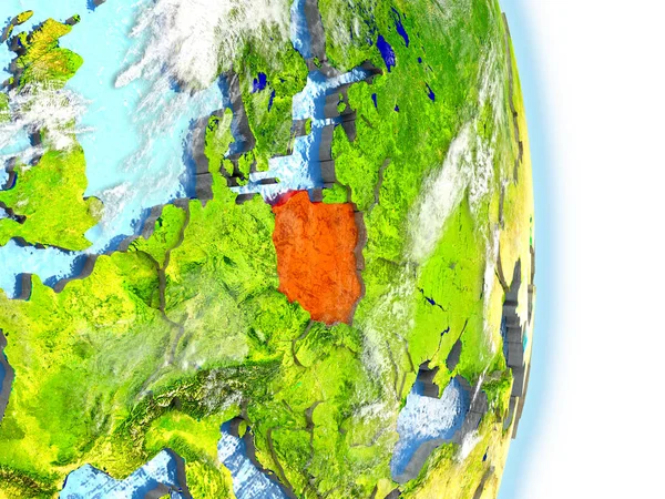 Polonia in rosso sulla Terra — Foto Stock