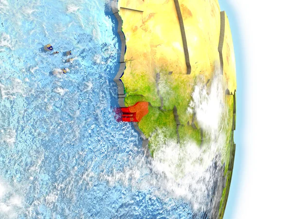 지구에 빨간색에서 기니 비사우 — 스톡 사진