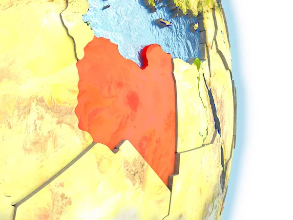 Libyen i rött på jorden — Stockfoto