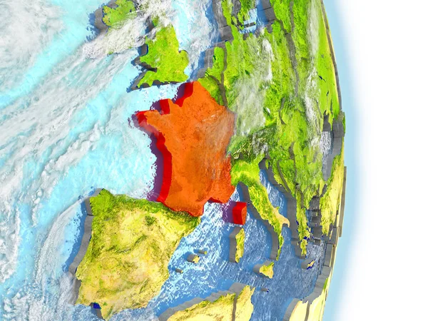 França em vermelho na Terra — Fotografia de Stock