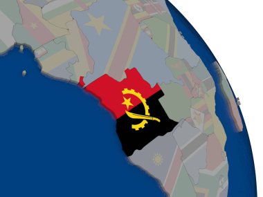 Dünya üzerinde bayrak ile Angola