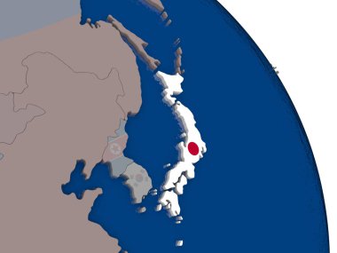 Dünya üzerinde bayrak ile Japonya