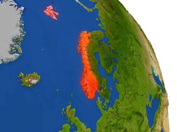 Mapa de Noruega en rojo —  Fotos de Stock
