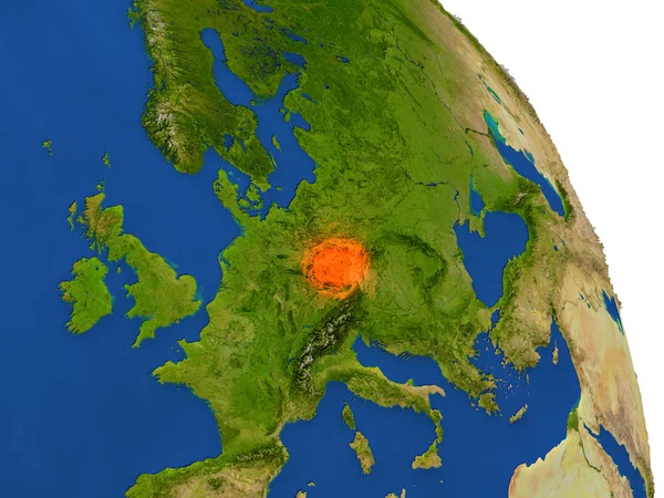 Mapa České republiky v červené barvě — Stock fotografie
