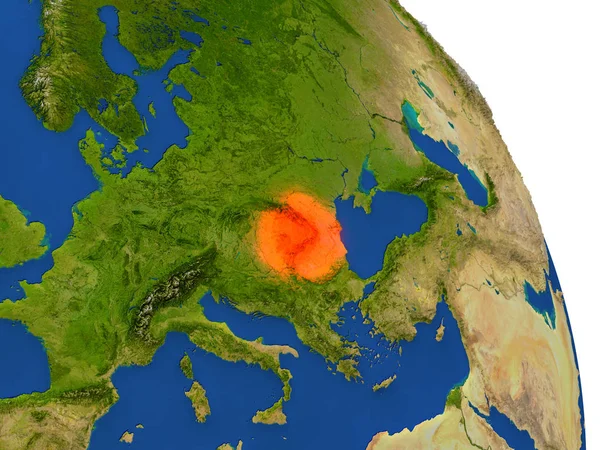 Mapa současného Rumunska v červené barvě — Stock fotografie
