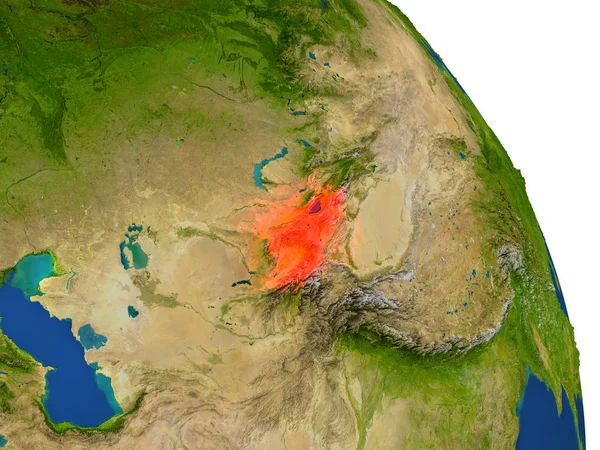 Map of Kyrgyzstan in red — Stock Photo, Image