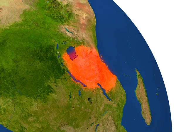 Tanzanya Haritası kırmızı — Stok fotoğraf
