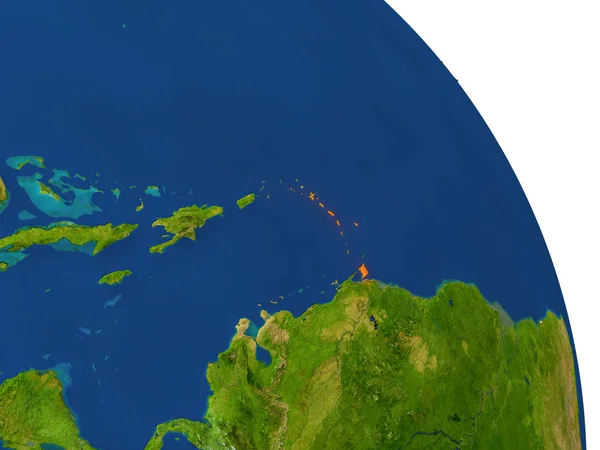 Carte des Caraïbes en rouge — Photo