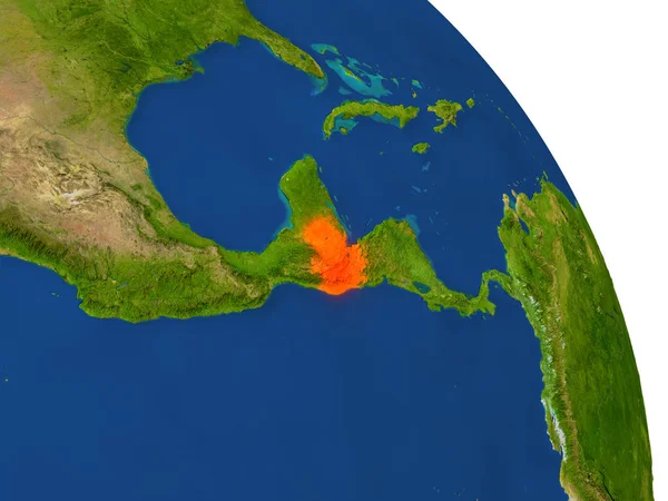 Carte du Guatemala en rouge — Photo