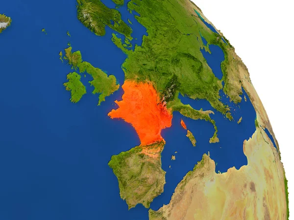 Mapa da França em vermelho — Fotografia de Stock